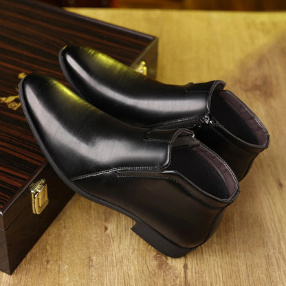 Sleek men's zippered ankle boots, comfortable and stylish, making them ideal for everyday and formal dressing.