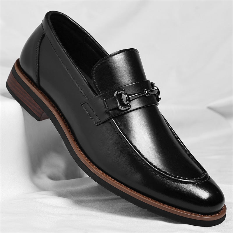 Brown men's Sorrento slip-on loafers, pointed-toe, ideal for office and formal wear.