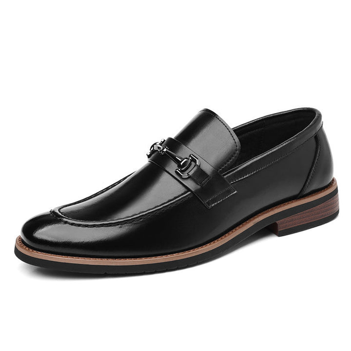 Black men's Sorrento slip-on loafers, sophisticated & comfortable dress shoes.
