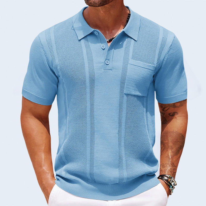 Men's Sorrento tailored fit comfort polo shirt, short sleeve & breathable for smart casual summer style.
