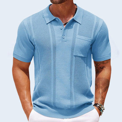 Men's Sorrento tailored fit comfort polo shirt, short sleeve & breathable for smart casual summer style.