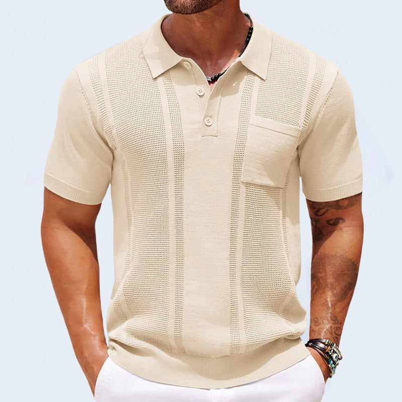 Brown Men's Sorrento tailored polo shirt, short sleeve & breathable for smart casual men's summer style.
