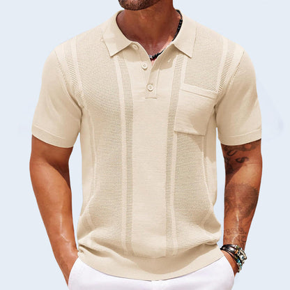 Brown Men's Sorrento tailored polo shirt, short sleeve & breathable for smart casual men's summer style.
