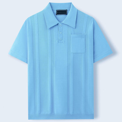 Khaki Men's Sorrento tailored polo, breathable short sleeve for smart casual men's summer fashion.
