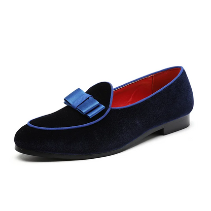 Elegant men's slip-on bow loafers with comfortable cushioned insole, sophisticated formal footwear for special occasions.