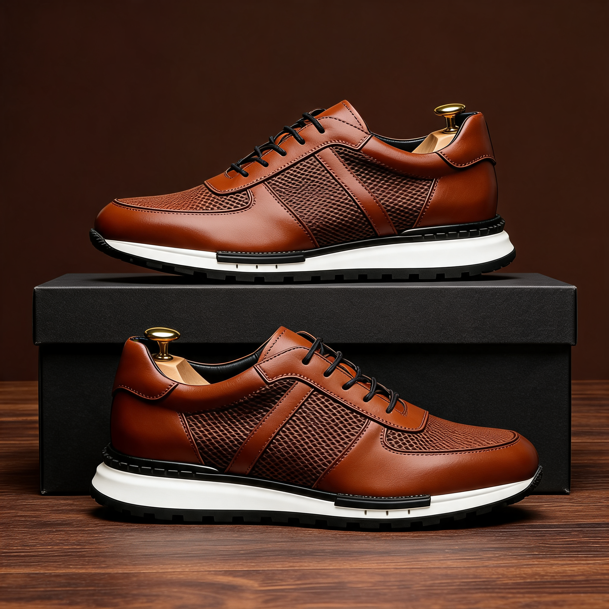 Men's Spencer leather mesh platform sneaker for ultimate comfort and stylish casual footwear.