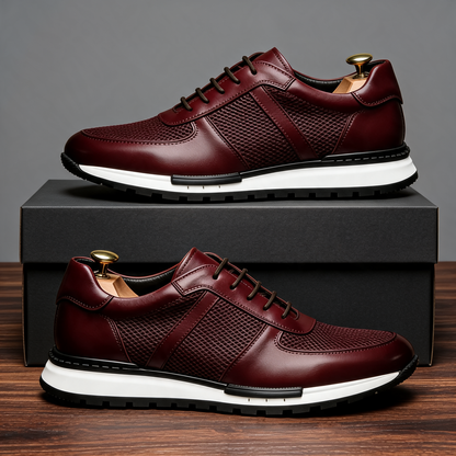 Comfortable men's Spencer leather mesh platform sneakers, ideal lace-up footwear for casual wear.