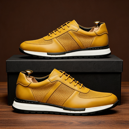 Men's Spencer casual platform sneakers, combining leather, mesh, comfort, and modern style.