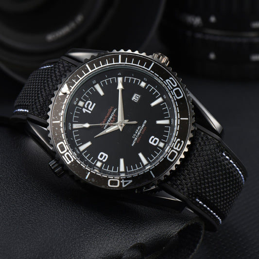 Men's sport watch with black dial & rotating bezel, perfect for athletic activities and stylish everyday wear.
