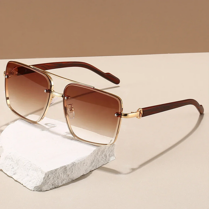 Modern men's square aviator sunglasses, a trendy fashion accessory providing UV protection.