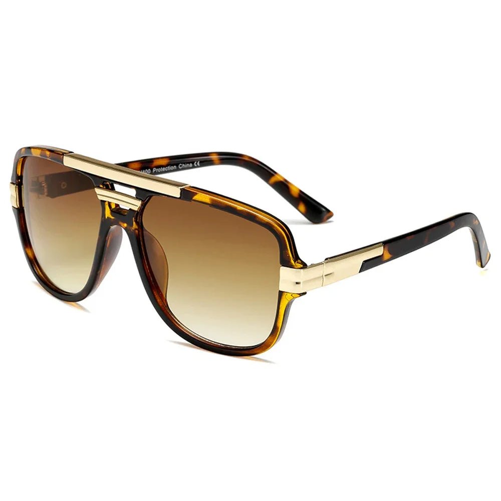 UV400 men's square aviator sunglasses, gradient lenses, durable acetate frames. Perfect for men's style.
