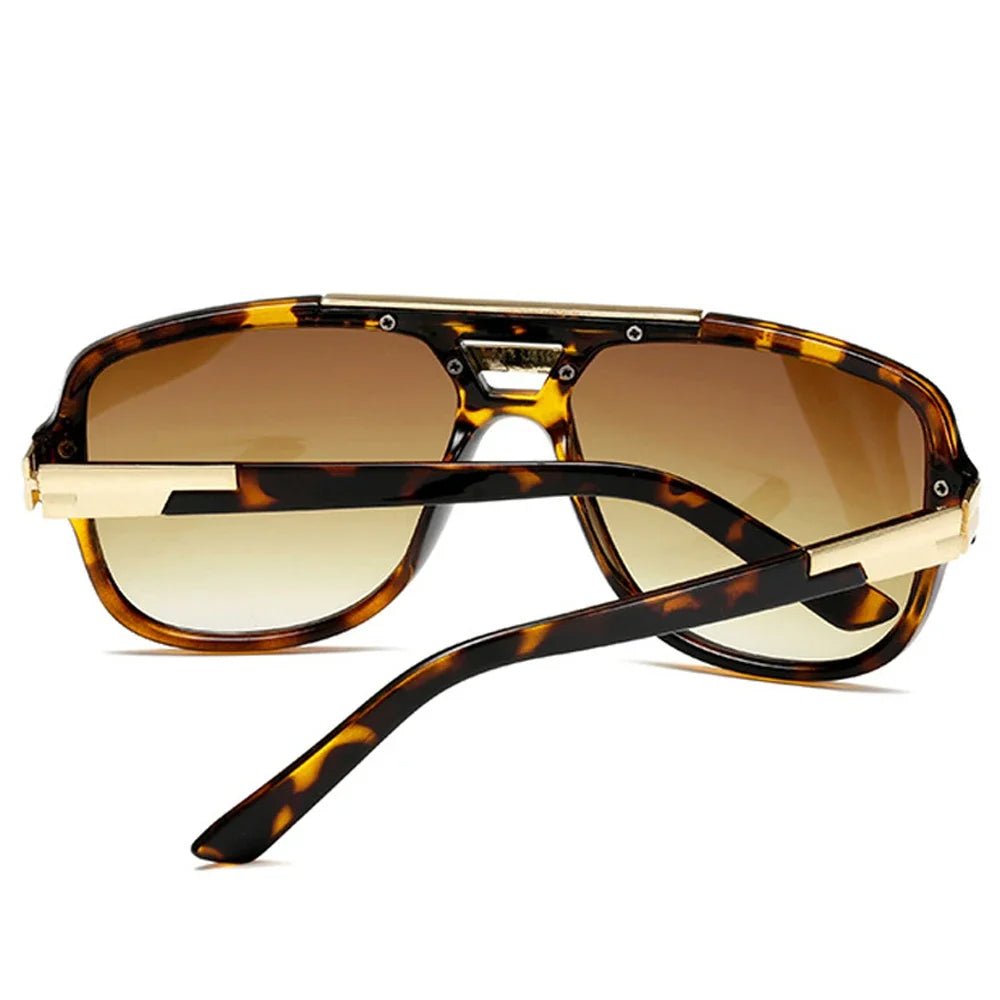 Acetate men's square aviator sunglasses, gradient UV400 lenses. Classic aviator style for sun protection.