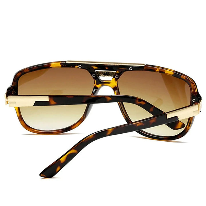 Acetate men's square aviator sunglasses, gradient UV400 lenses. Classic aviator style for sun protection.