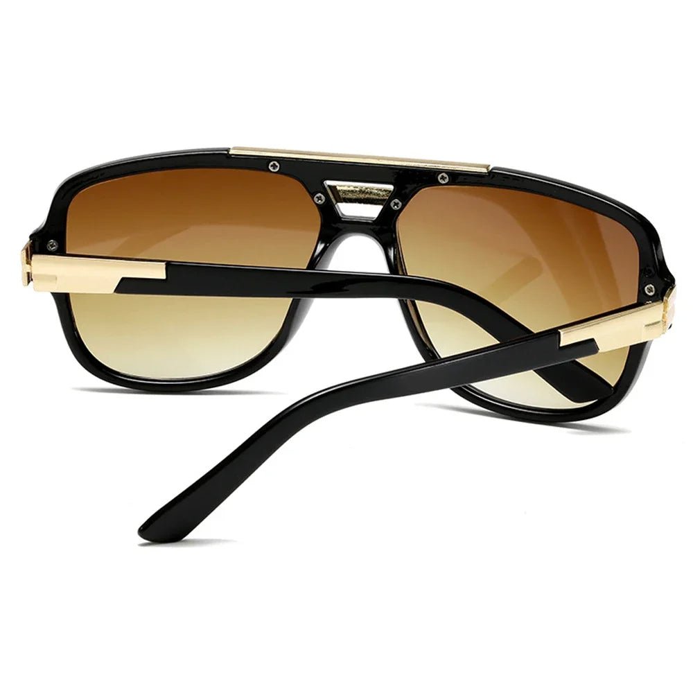Sleek men's square aviator sunglasses, gradient UV400 lenses, black acetate frames. Fashion & sun protection.