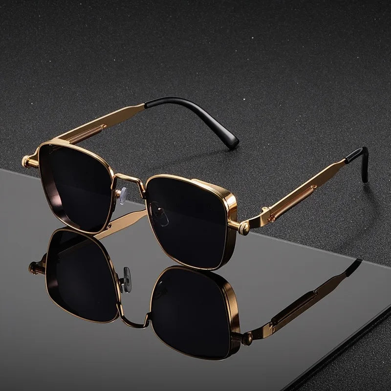 Men's square frame UV400 sunglasses for eye protection & anti-glare. Stylish urban fashion accessory.