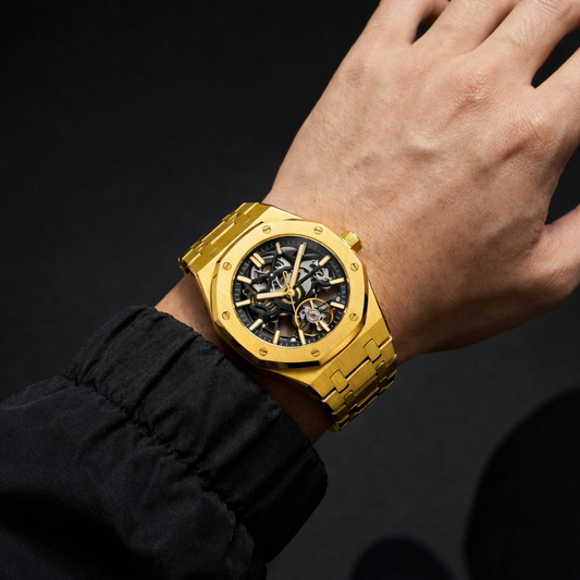 Men's stainless steel executive watch, a durable analog timepiece for business and formal wear.
