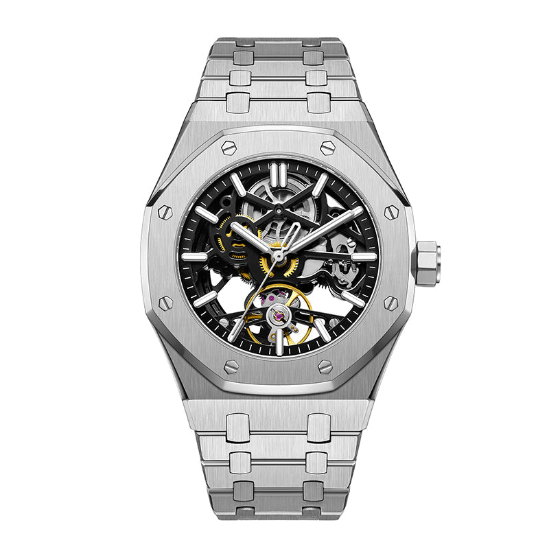 Gold tone men's stainless steel executive watch, a classic luxury analog timepiece for formal business style.