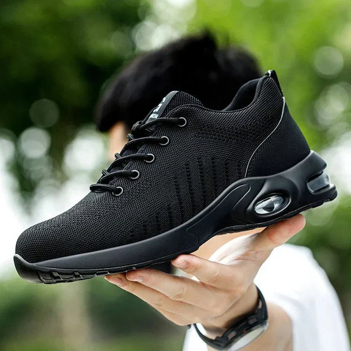 Durable men's steel toe work boots with slip-resistant sole & rugged design for ultimate safety.
