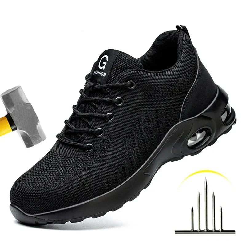 Men's steel toe safety shoes, heavy-duty & comfortable, offering slip resistance for demanding work.