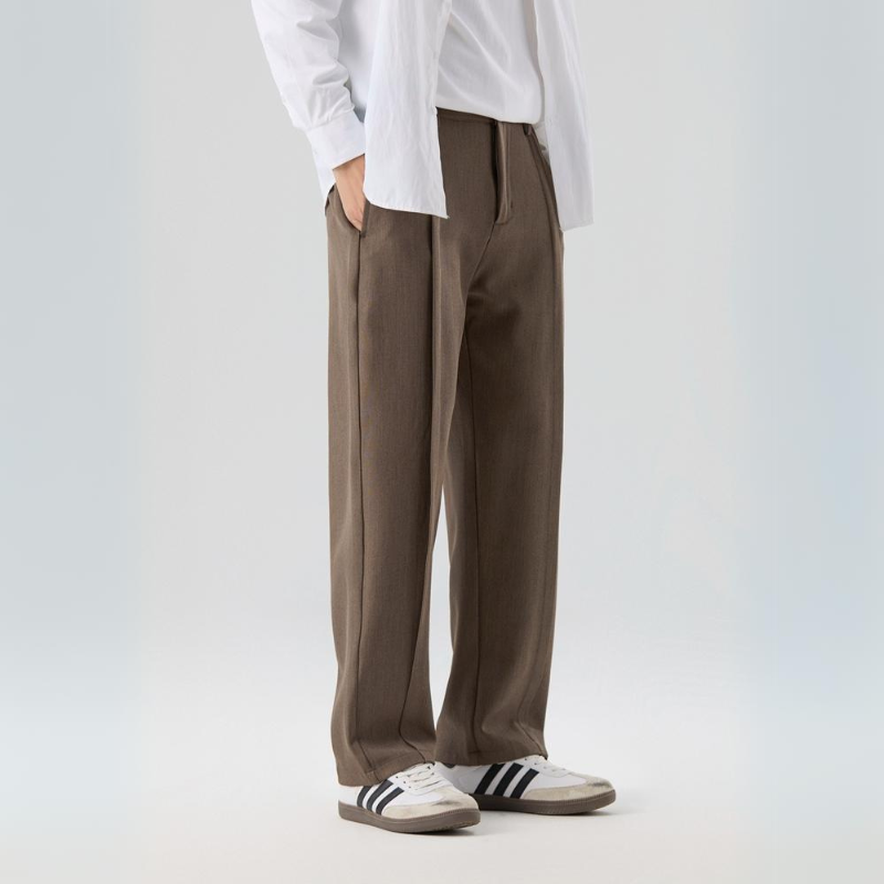 Men's Sterling pleated dress trousers in classic navy, ultimate comfort, business casual style.