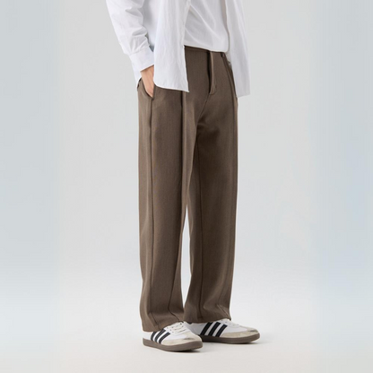 Men's Sterling pleated dress trousers in classic navy, ultimate comfort, business casual style.