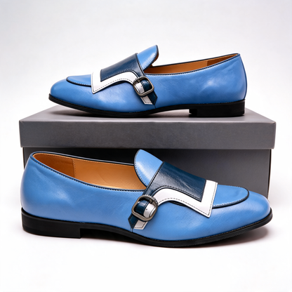 Close-up of Men's Stoneveil slip-on loafers, showcasing their modern design & comfortable, breathable summer style.