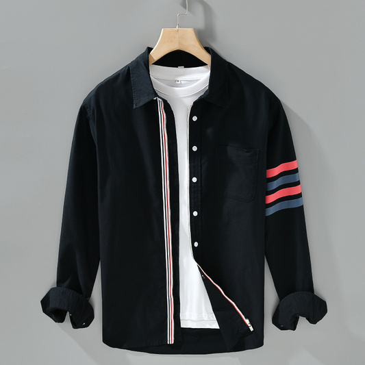 Men's Strada long-sleeve striped button-up shirt for a stylish, modern casual look. Effortless everyday comfort.