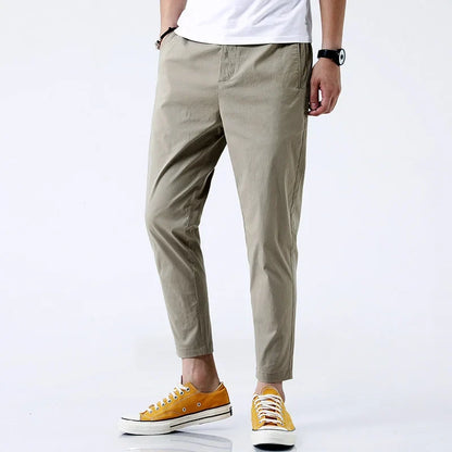 Versatile men's straight fit chinos for everyday wear; comfortable cotton pants for casual or semi-formal style.