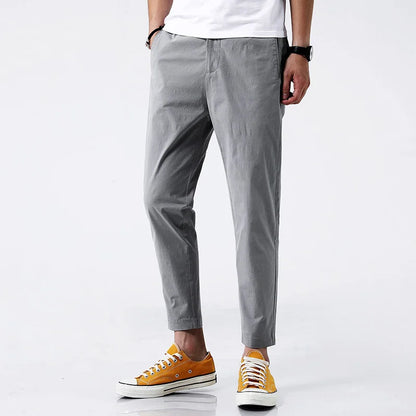 Essential men's straight fit cotton chinos; comfortable & versatile pants for casual to semi-formal everyday wear.