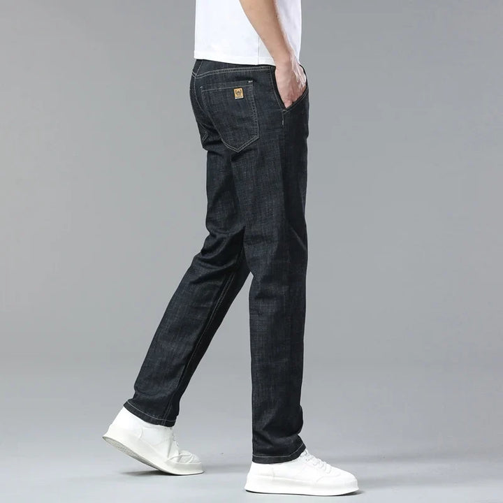 Classic straight fit denim jeans for men, versatile for everyday casual and stylish outfits.