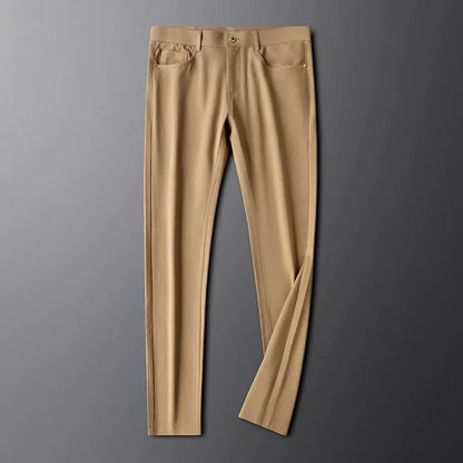 Black men's Stratos cotton dress pants; versatile & high-quality for work or fashion.