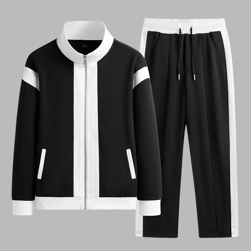 Men's Streamlined Performance Active Set in black, ideal for gym workouts and athletic activities.