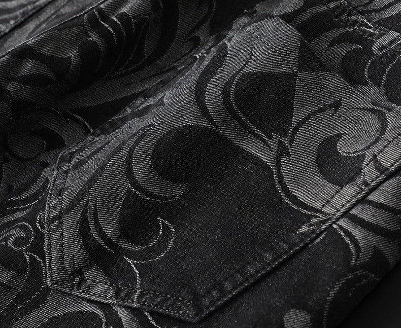 Men's fashion denim jeans: stretch, comfort fit, stylish etched design. Versatile casual wear pants.