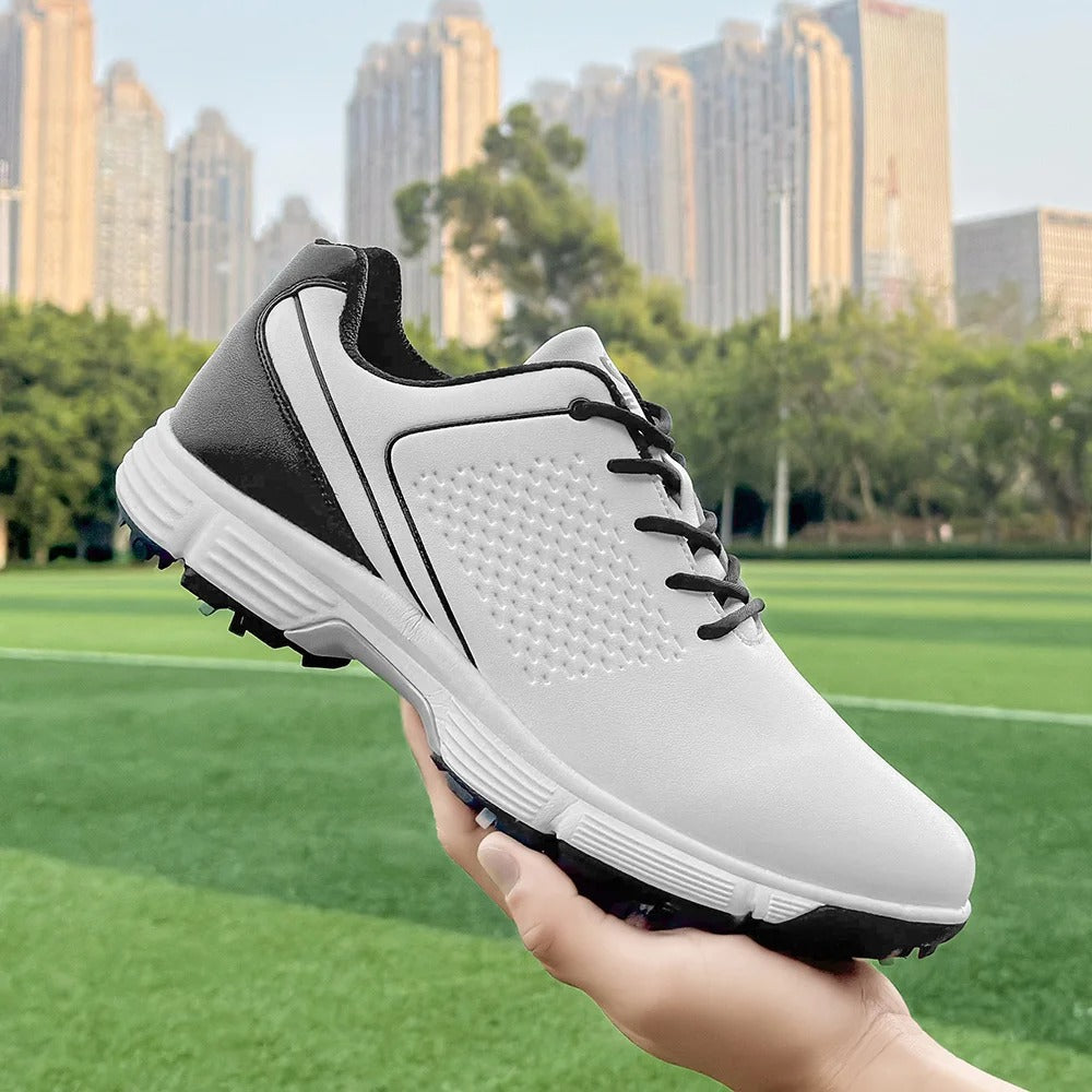 Comfort fit Striker Pro men's spiked golf shoes for enhanced playability.