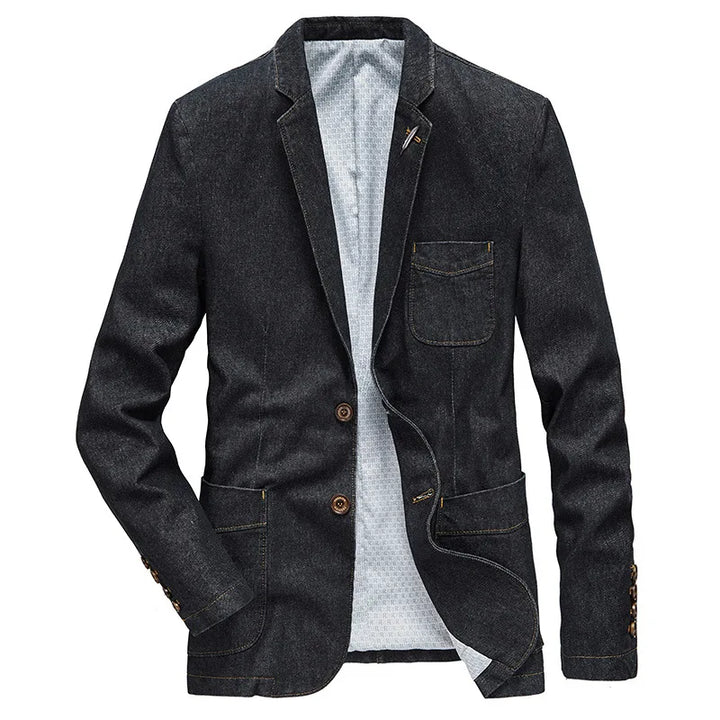 Modern fit men's structured blazer with contrast stitching, great for business & professional attire.
