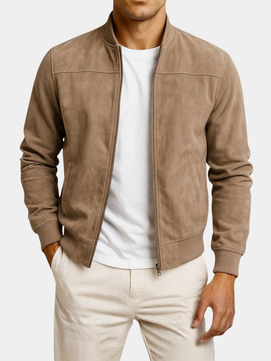 Men's structured tailored bomber jacket, refined smart casual outerwear for sophisticated mens fashion.