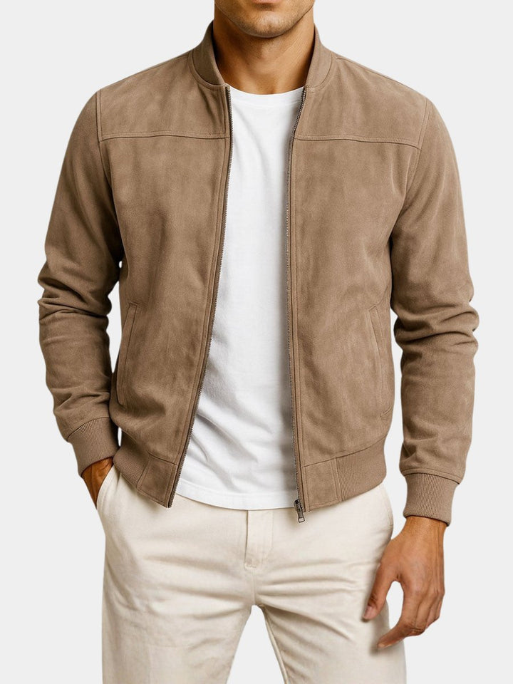 Men's structured tailored bomber jacket, refined smart casual outerwear for sophisticated mens fashion.