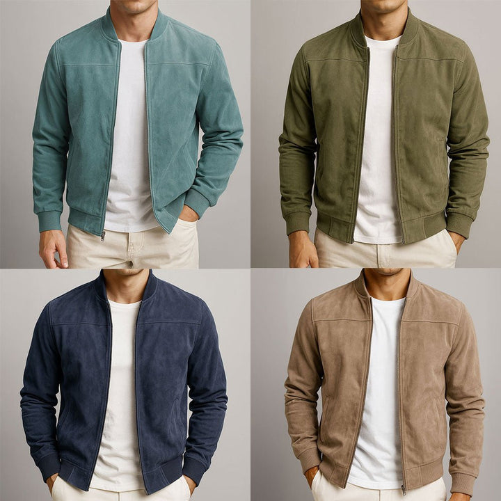 Sophisticated men's bomber jacket, tailored for refined style & all-day comfort, essential smart casual wear.