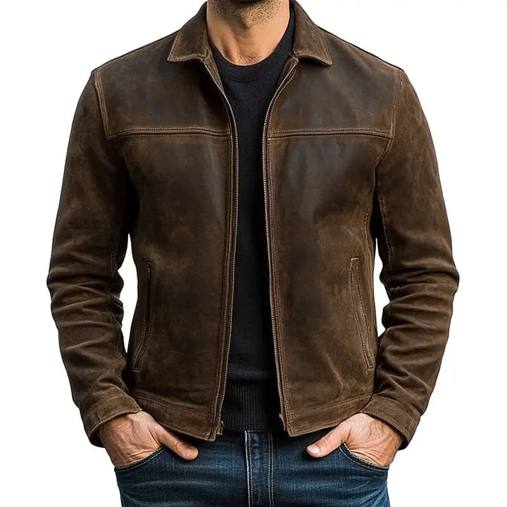 Men's stylish biker style jacket, zip-up, long sleeve, perfect casual outerwear for everyday wear.