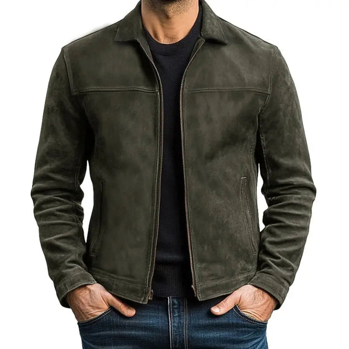 Dynamic men's biker style jacket for everyday wear, long sleeve zip-up, great casual outerwear.