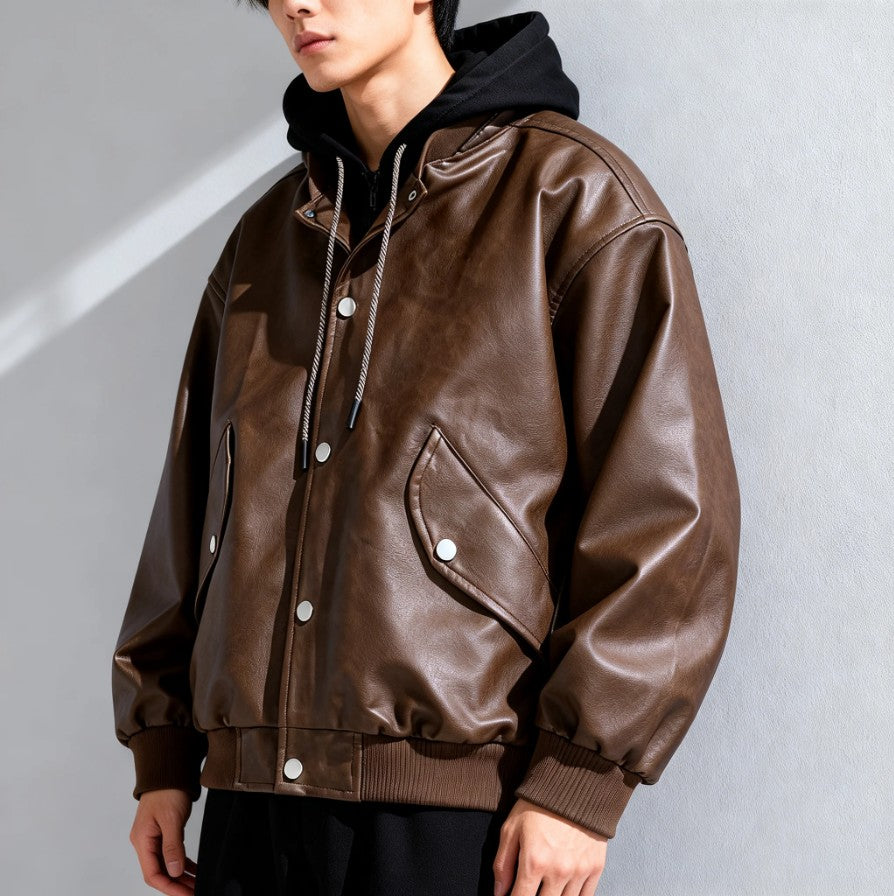 Men's stylish black biker jacket, perfect for modern casual everyday wear and fashion versatility.