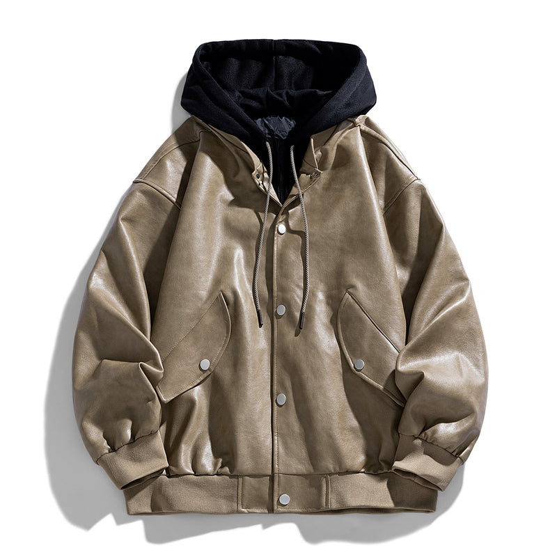 Stylish men's zip-up outerwear: a modern biker jacket designed for versatile everyday fashion.