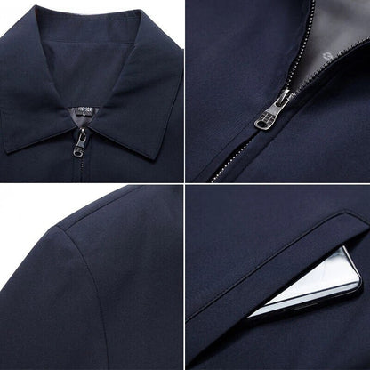 Navy men's stylish everyday jacket, offering a modern fit and versatile appeal for casual outerwear.