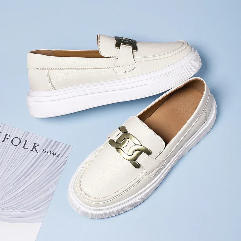 Comfortable men's slip-on loafers with sleek buckle detail; versatile casual & dress footwear for all outfits.