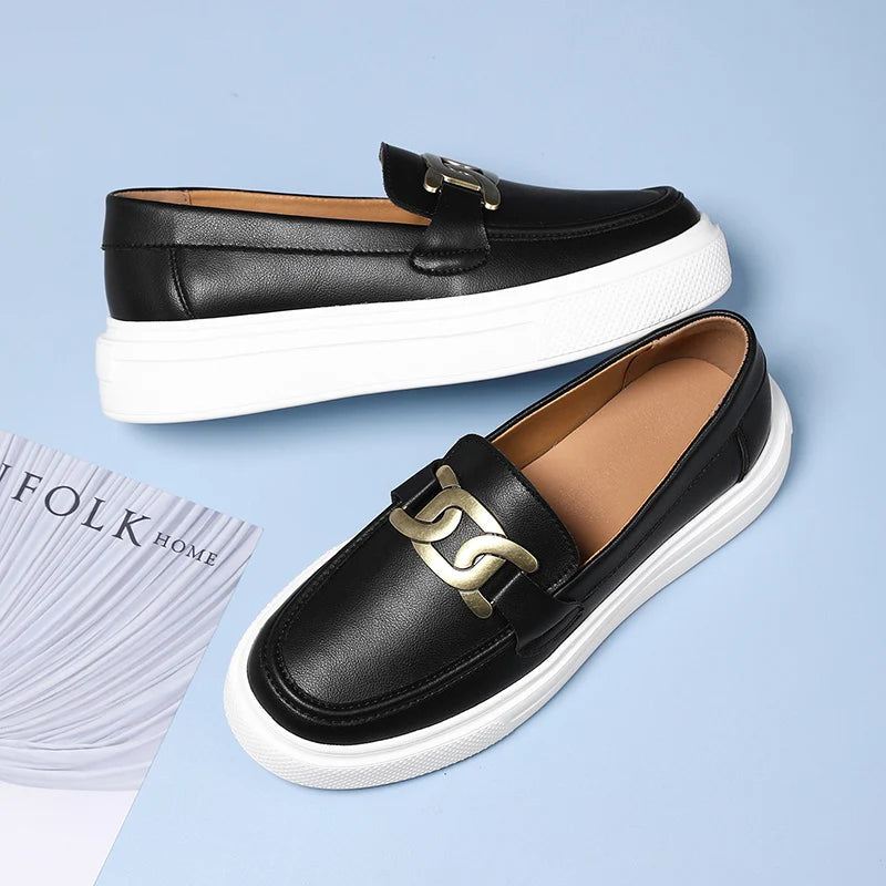 Modern men's buckle loafers with a sleek design; comfortable slip-on shoes for business, formal, or casual style.