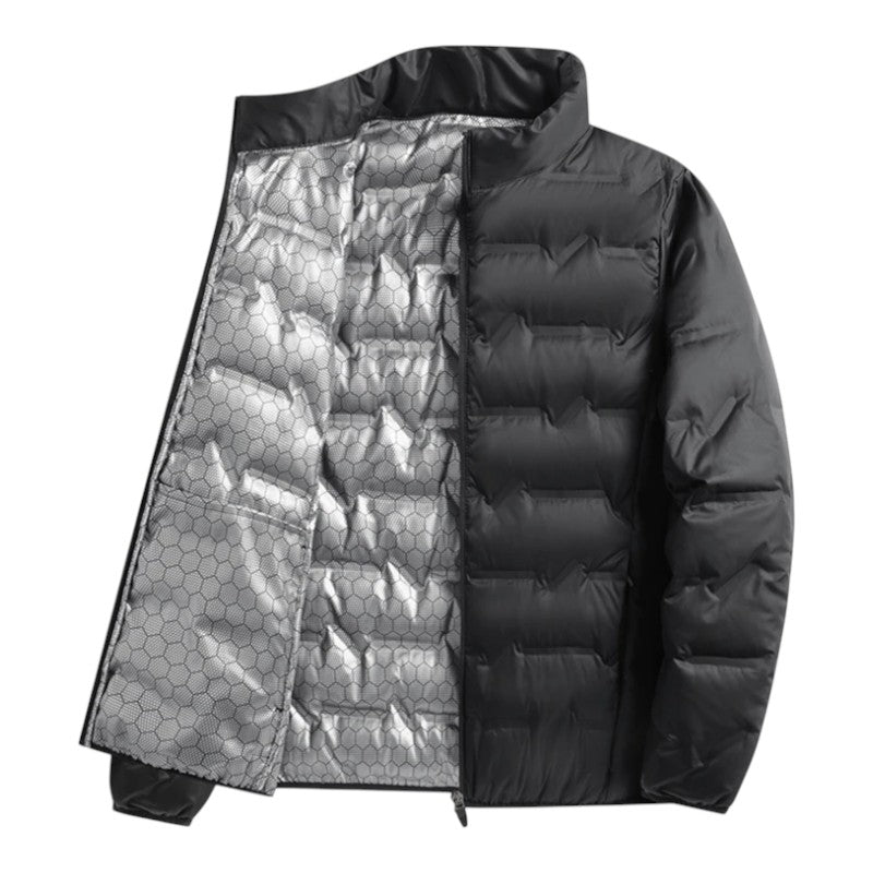 Comfortable men's warm puffer jacket, a stylish casual outerwear piece for cold weather fashion.