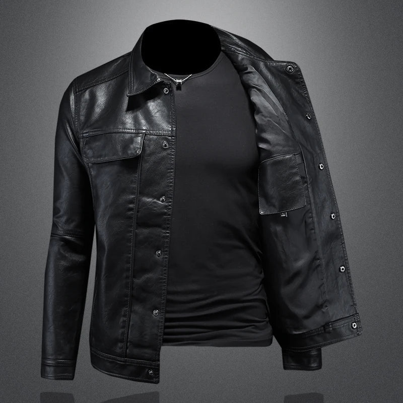 Brown zippered men's tailored jacket, versatile for classic smart casual or evening wear.
