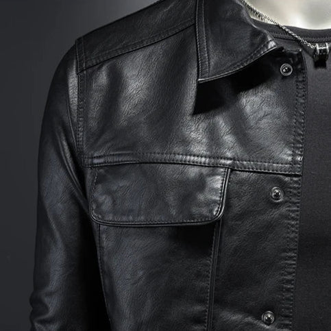 Slim-fit black men's tailored jacket, versatile outerwear for smart casual, modern, or evening attire.