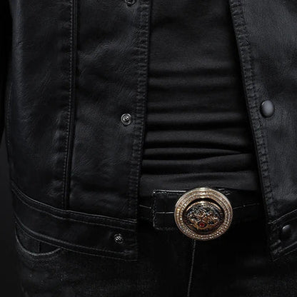 Zippered gray men's outerwear jacket, tailored for a modern slim-fit and versatile smart casual style.