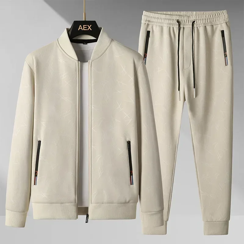 Two-piece men's bomber jacket and jogger set, ideal for sportswear, casual wear, and everyday stylish outfits.